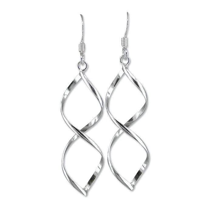 Sterling Silver Small Double Helix Hook Earrings