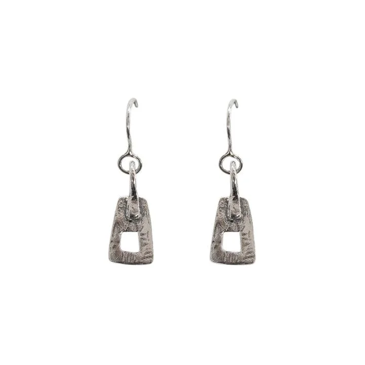 Sterling Silver Spade Open Oxidised Drop Earrings