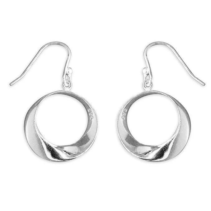 Sterling Silver Twist Hoop Drop Earrings