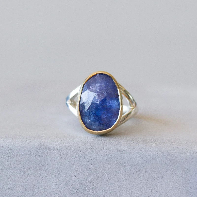 Tanzanite Silver and Gold Cleo Ring