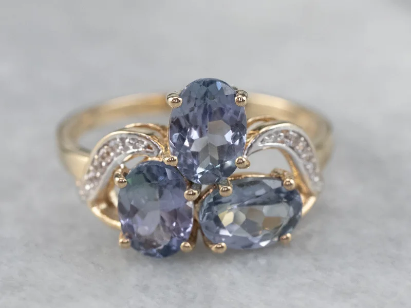 Tanzanite White Sapphire Gold Ring