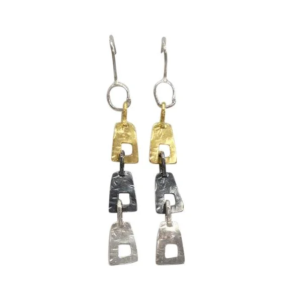 Three Colour Spade Drop Earrings