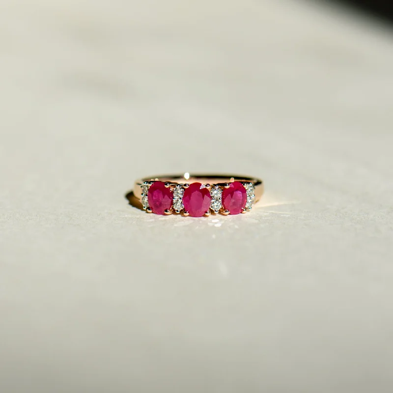 Three Stone Ruby and Diamond Ring