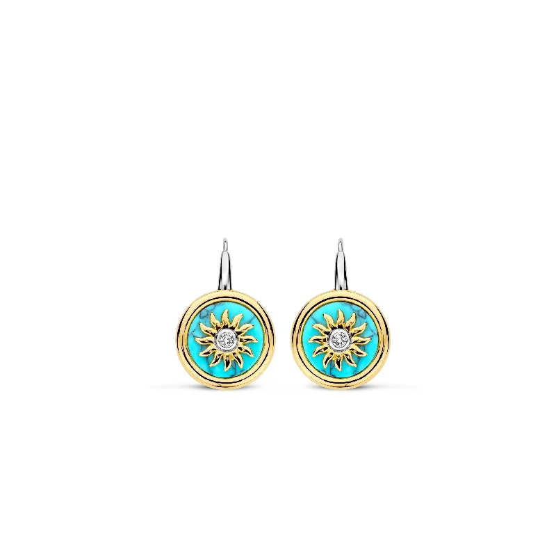 Ti Sento Gold Turquoise Earrings