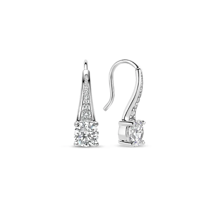 Ti Sento Sterling Silver and Cubic Zirconia Drop Earrings