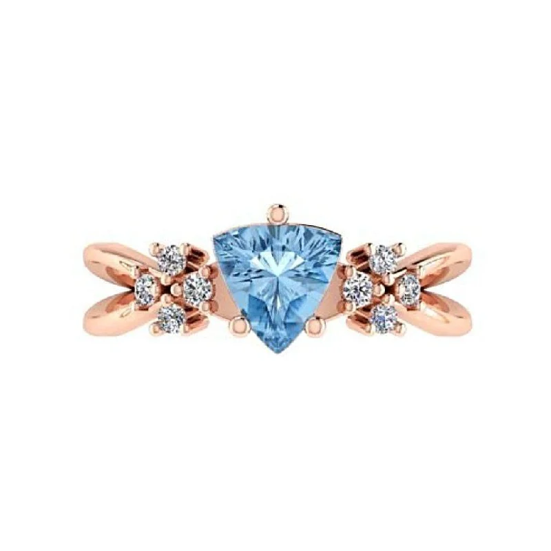 Trillion Blue Topaz and Diamond 18K Pink Gold