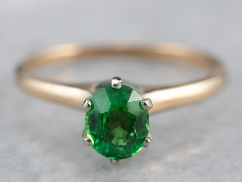 Tsavorite Garnet Gold Solitaire Ring