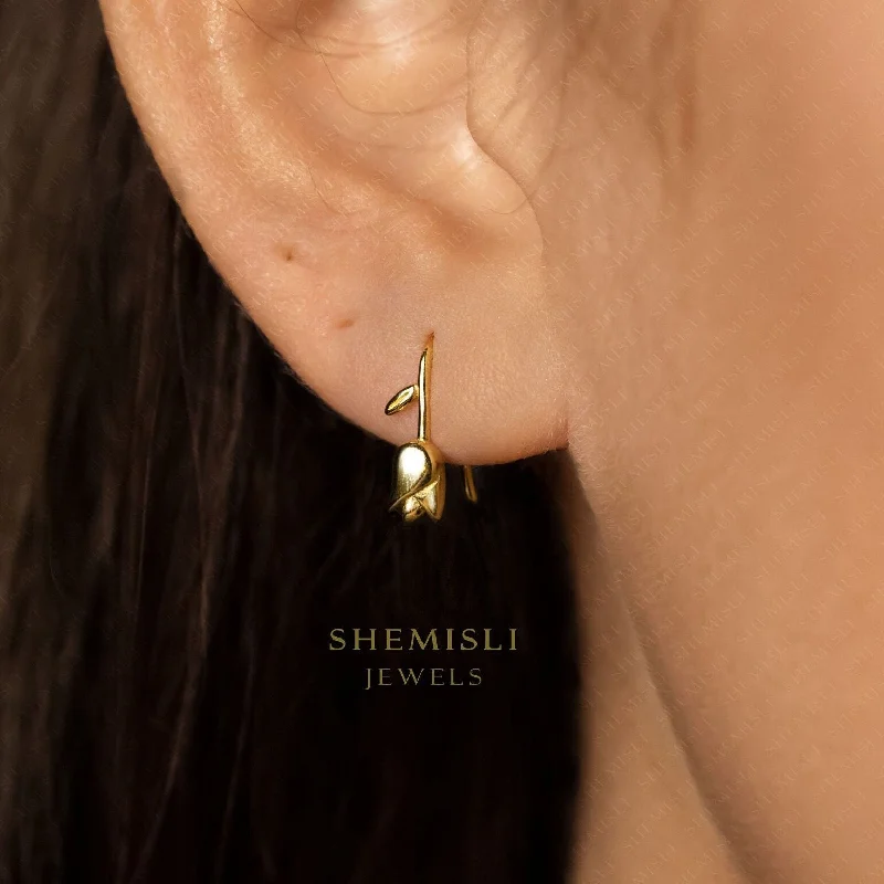 Tulip Drop Earrings, Flower Jewelry, Gold, Silver SHEMISLI - SS443 NOBKG LR