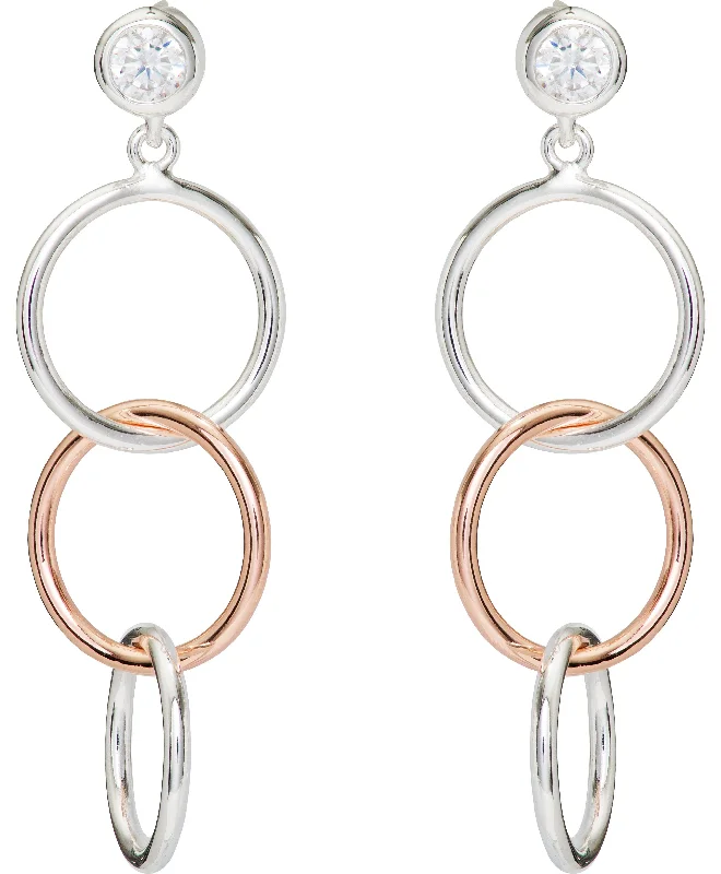 Unique & Co Drop Earrings Rose Gold With Cubic Zirconia