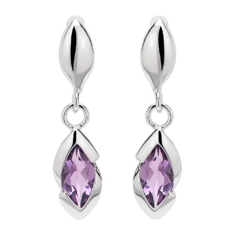 Unique & Co Silver Marquise Amethyst Earrings