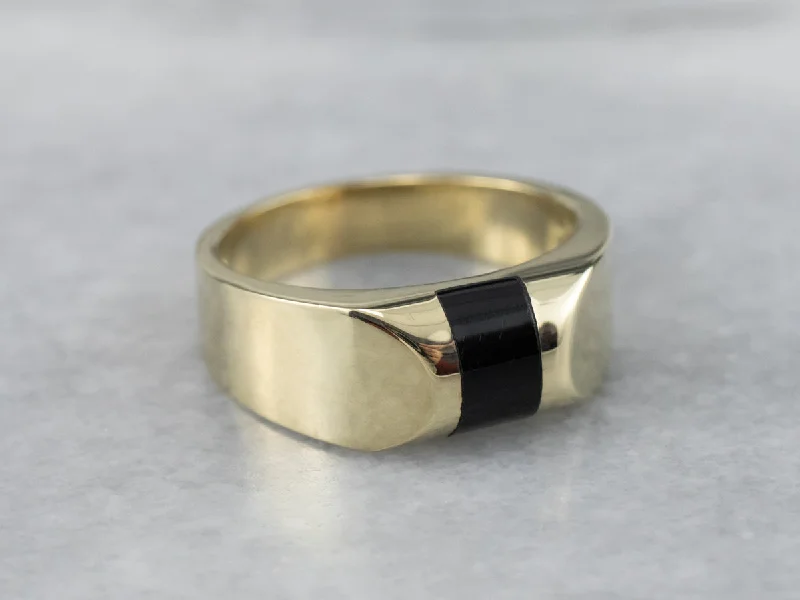 Unisex Black Onyx Statement Ring