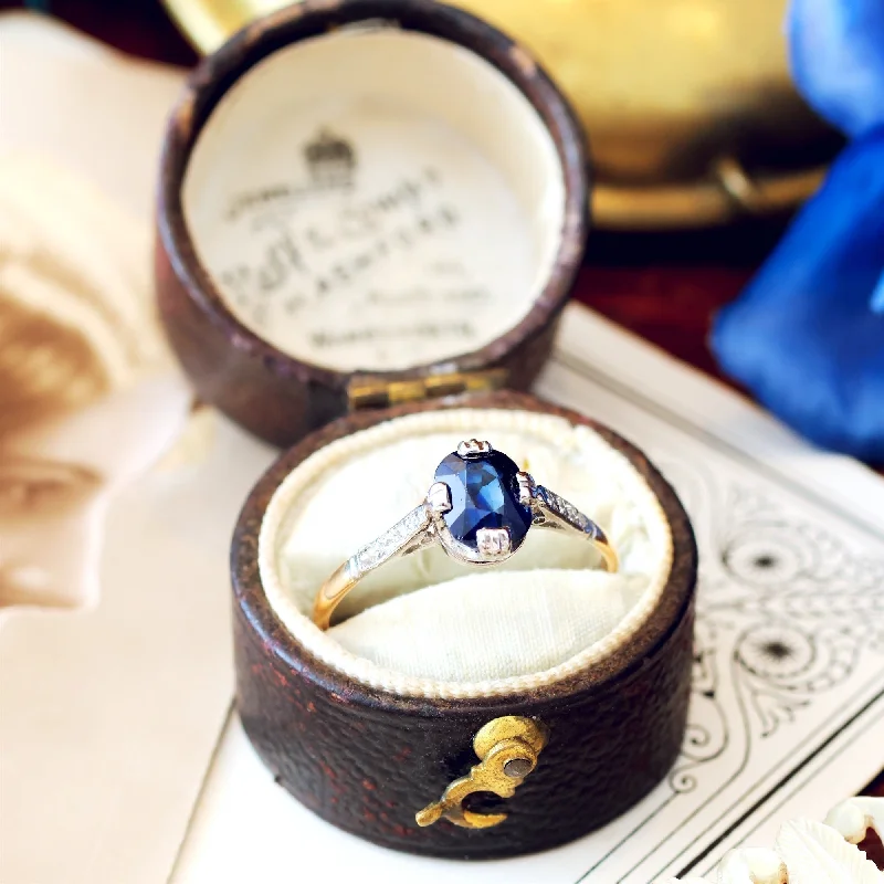 Vintage 1920's Sapphire & Diamond Ring