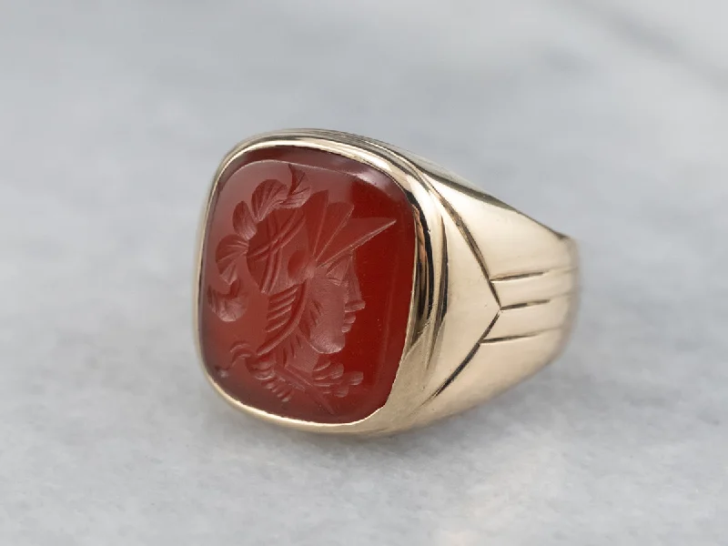 Vintage Gold Carnelian Intaglio Ring