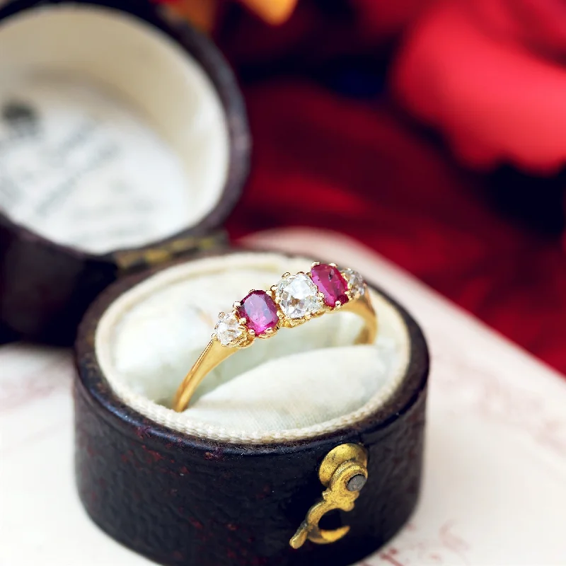 Unique Antique Recycled Ruby & Diamond Ring