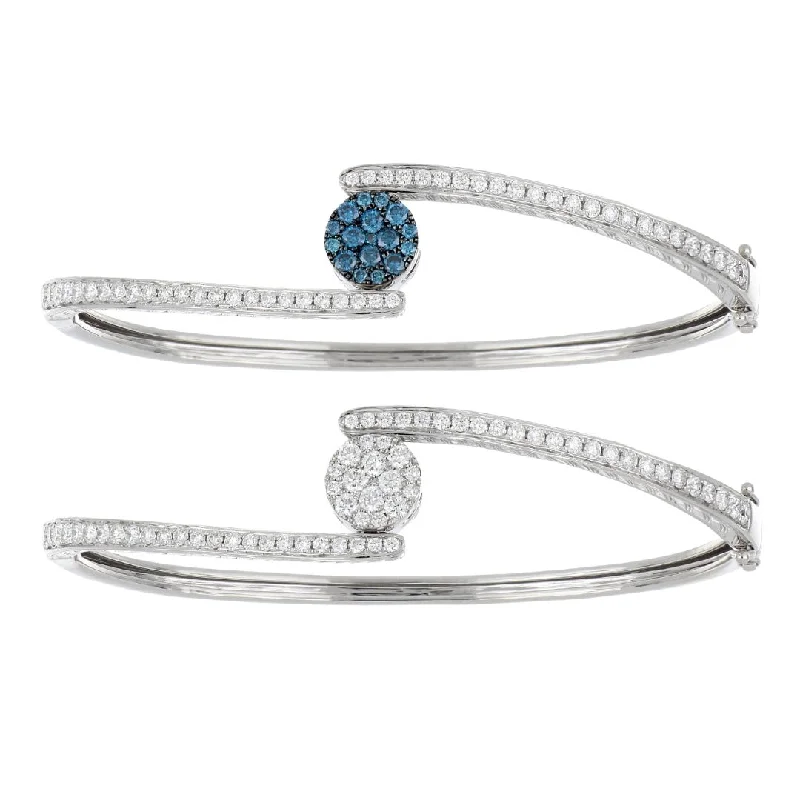 White Diamond Bangle (Blue Diamond 0.42 cts. Round White Diamond 1.46 cts.)