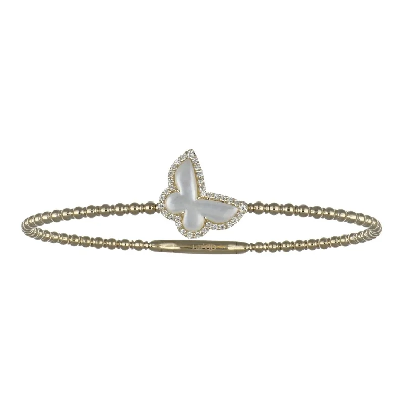 White Mother of Pearl Bangle (Mother of Pearl White Diamond 0.17 cts.)