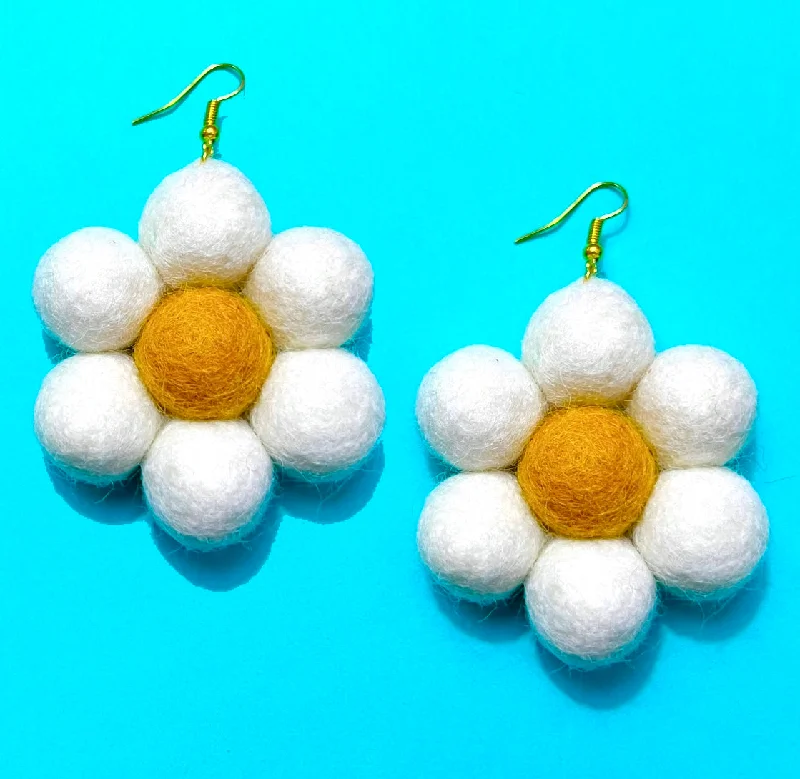 Daisy Wool Felt Drop Earrings