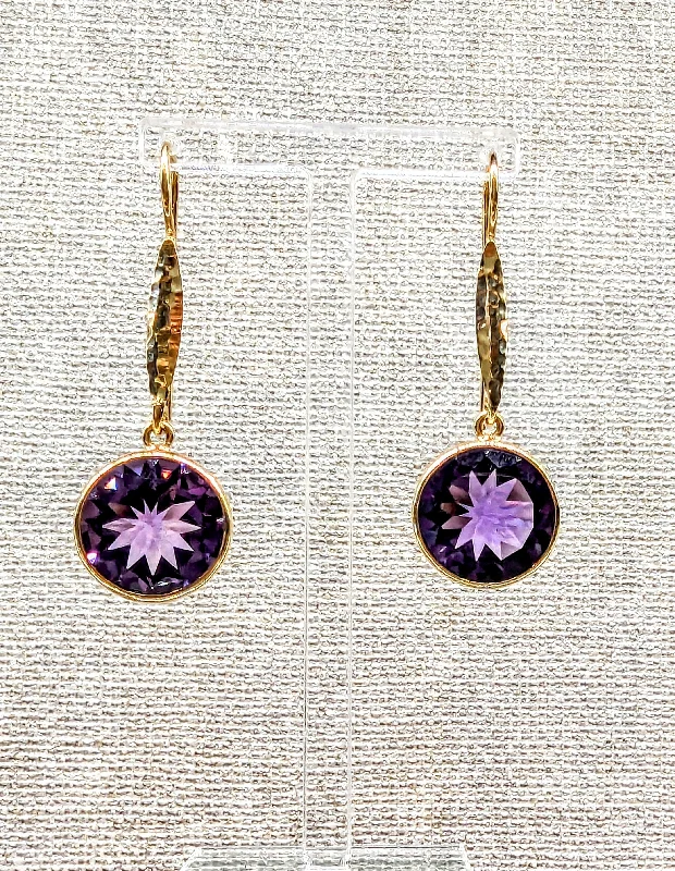 Yaron Morhaim 24ct Gold Vermeil Amethyst Drop Earrings