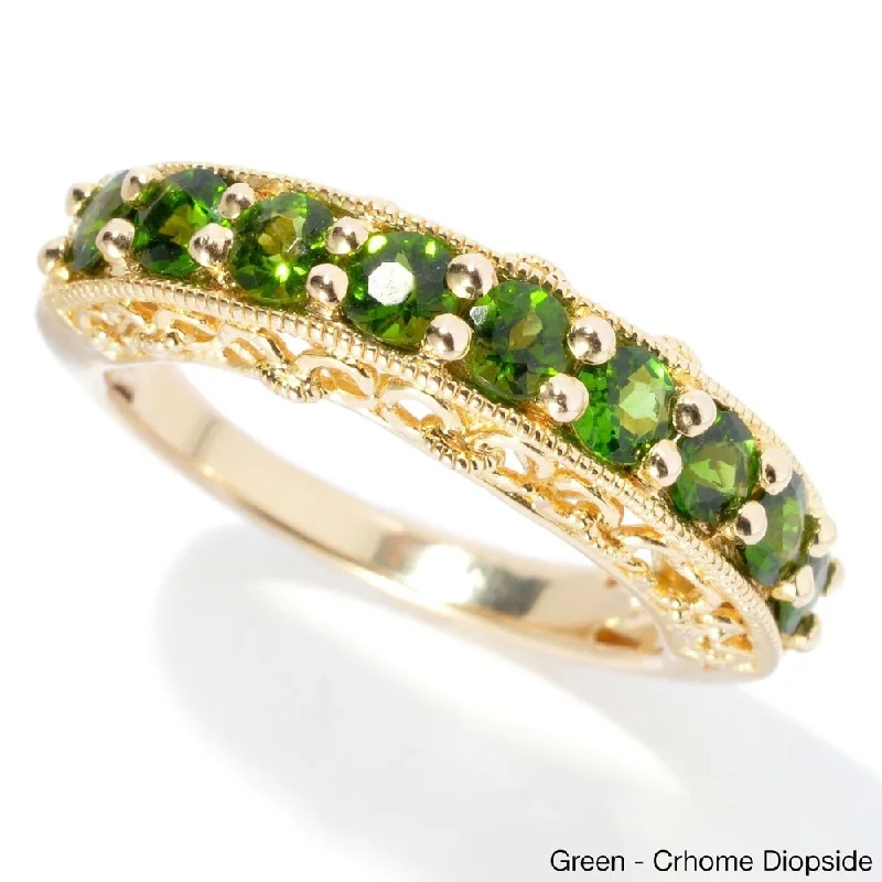 Yellow Gold Over Sterling Silver Chrome Diopside Stackable Band Ring