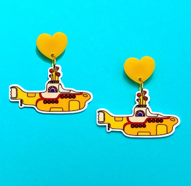 Yellow Submarine Acrylic Drop Earrings