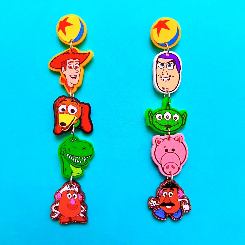 Woody & Friends Tiered Acrylic Drop Earrings