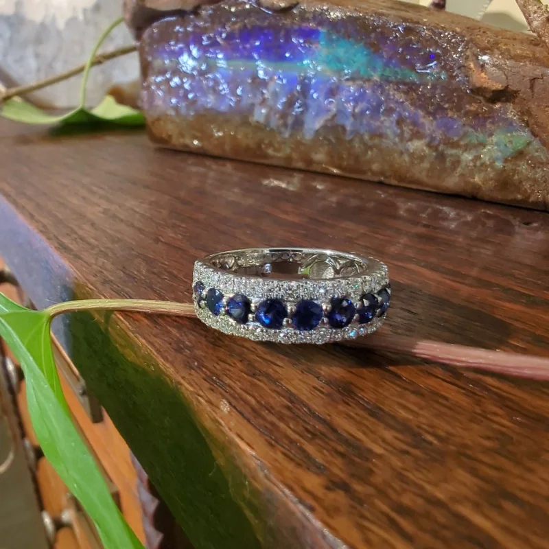 Zeghani Blue Sapphire and Diamond Ring