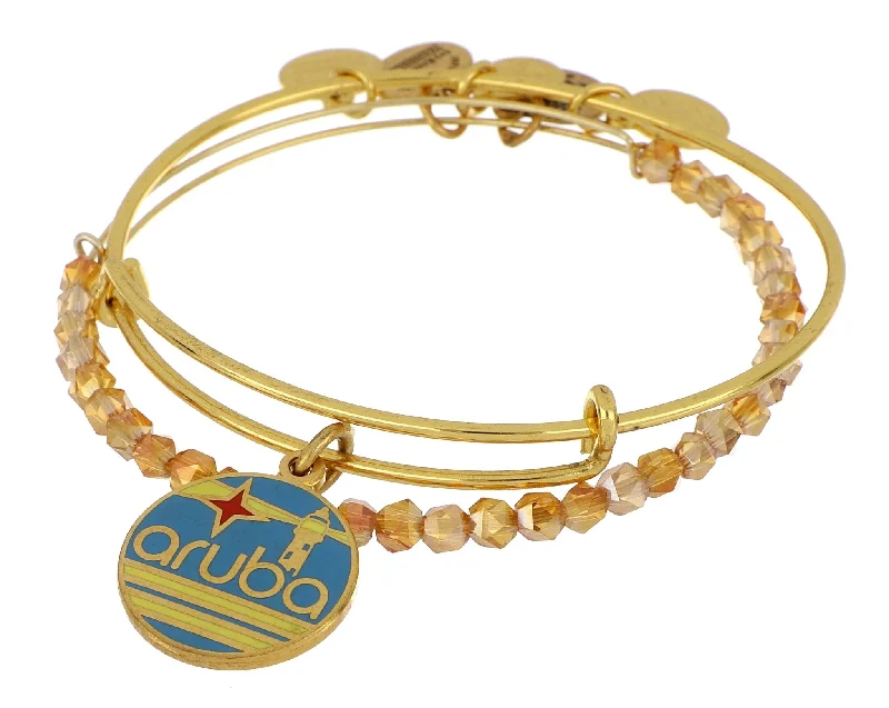 ALEX AND ANI Aruba Shiny Gold Charm Bangle Set