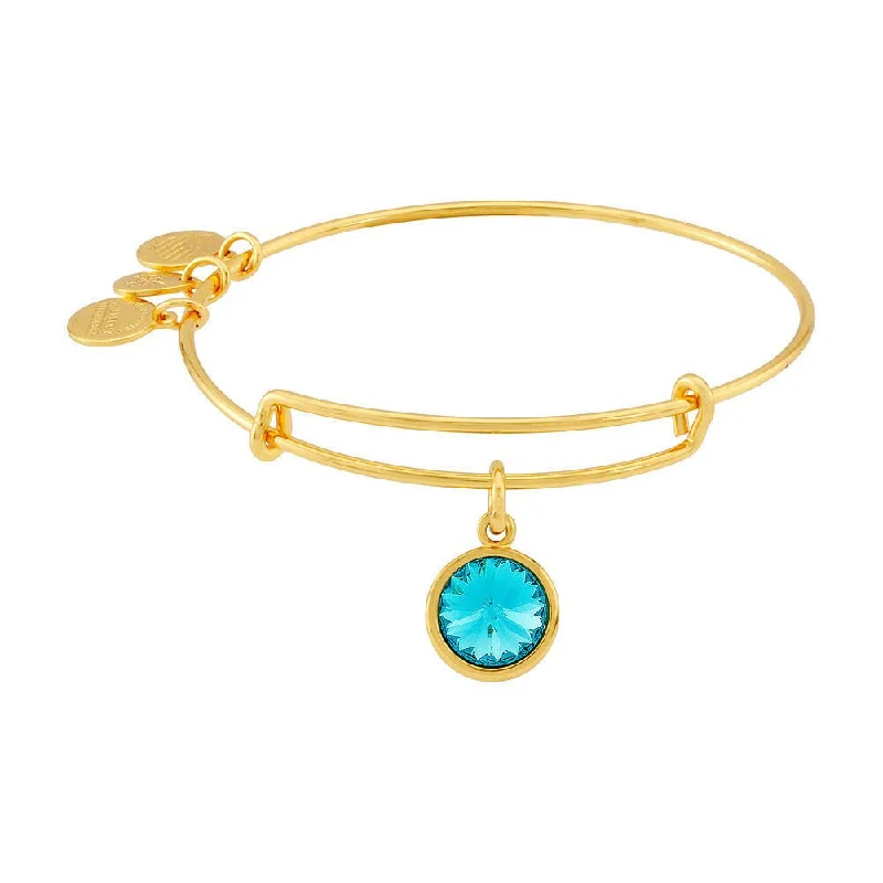 ALEX AND ANI Blue Zircon Birthstone Charm Bangle, December