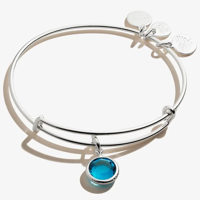 ALEX AND ANI Blue Zircon Birthstone Charm Bangle, December