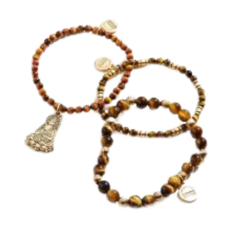 ALEX AND ANI Buddha Charm Stretch Bracelet Set of 3