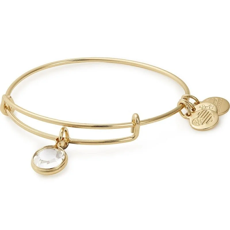 ALEX AND ANI Clear Crystal Birthstone Charm Bangle, April