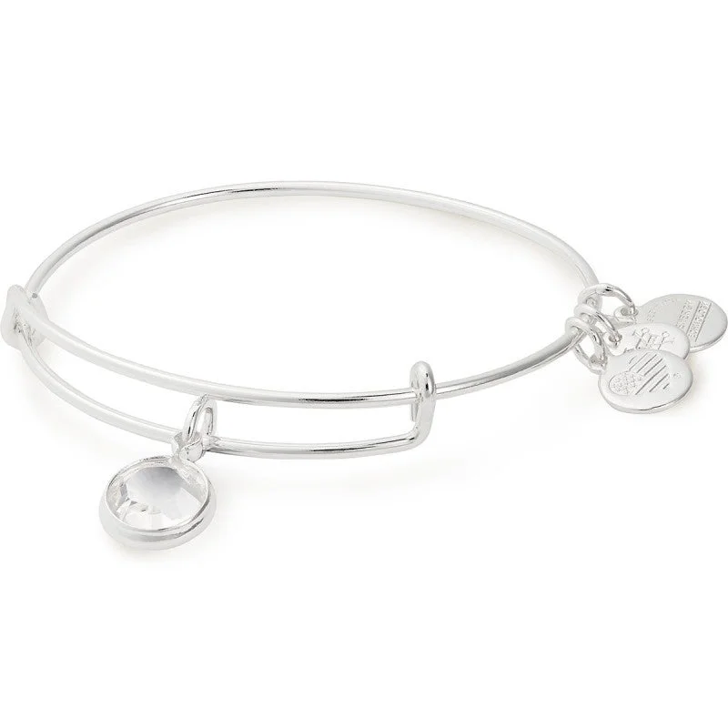 ALEX AND ANI Clear Crystal Birthstone Charm Bangle, April