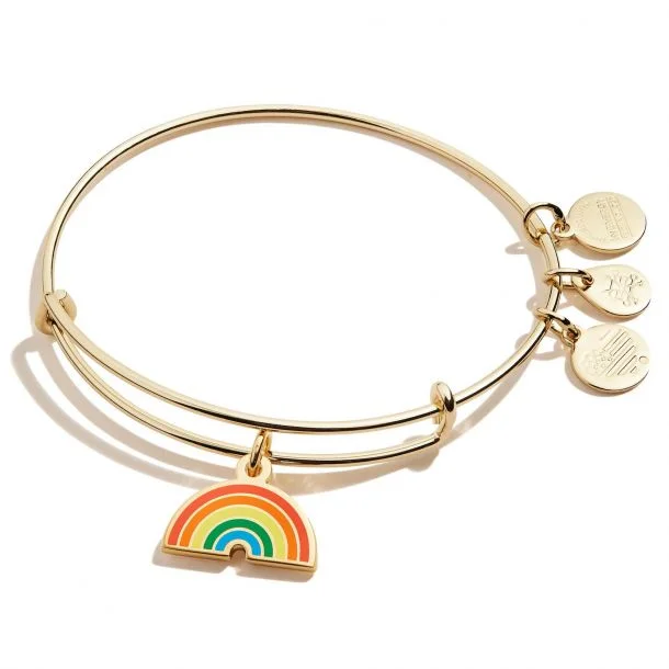 ALEX AND ANI Color Infusion Rainbow Charm Bangle