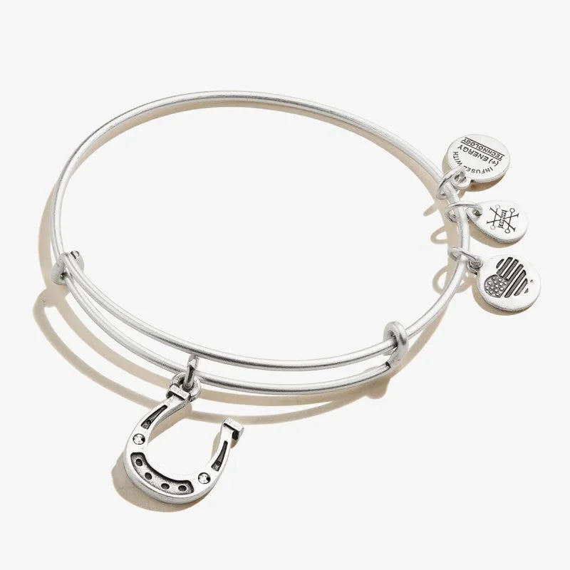 ALEX AND ANI Crystal Horseshoe Charm Bangle