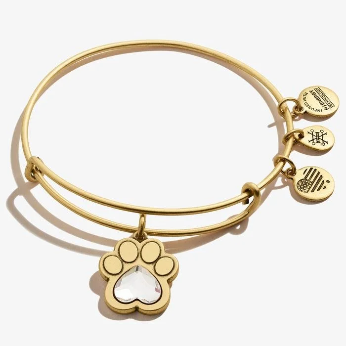 ALEX AND ANI Crystal Paw Prints of Love Charm Bangle