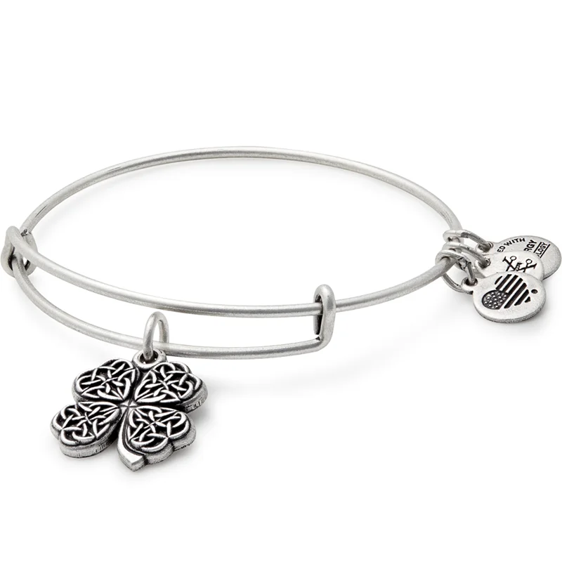 ALEX AND ANI Four Leaf Clover Charm Bangle