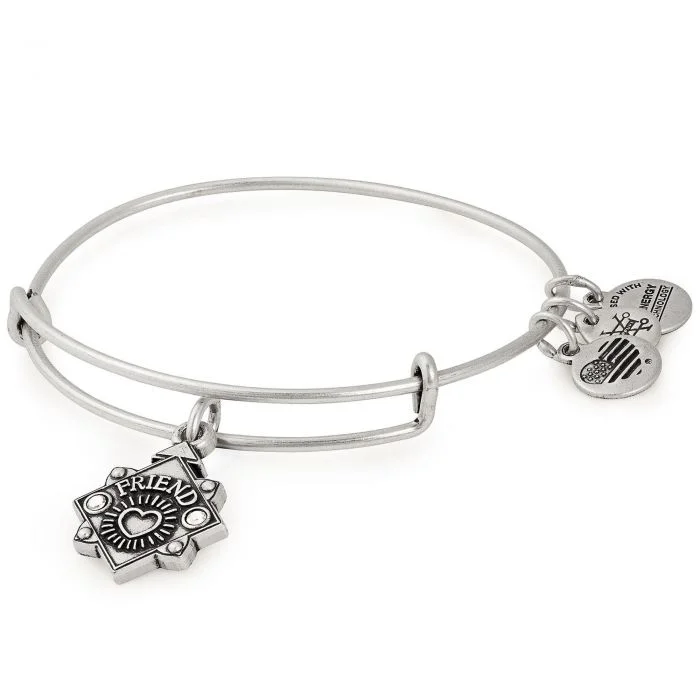 ALEX AND ANI Friend Charm Bangle Silver