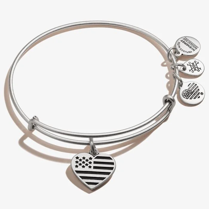 ALEX AND ANI Heart Flag Rafaelian Silver Bracelet