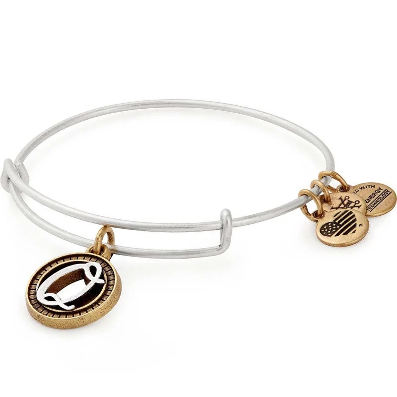 ALEX AND ANI Inital Q Two Tone Charm Bangle