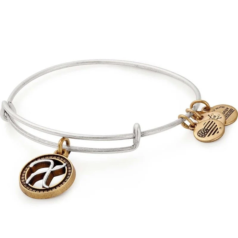 ALEX AND ANI Initial X Two Tone Charm Bangle