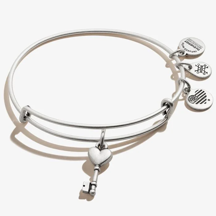 ALEX AND ANI Key to Love Rafaelian Silver Charm Bangle