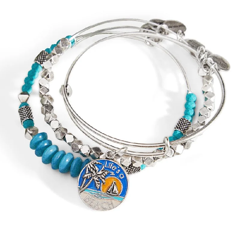 ALEX AND ANI Life's a Beach Charm Bangle Set of 3