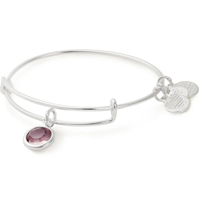 ALEX AND ANI Light Amethyst Birthstone Charm Bangle, June