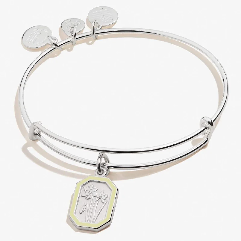 ALEX AND ANI March Jonquil Flower Charm Bangle