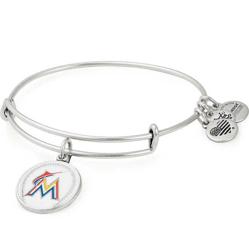 ALEX AND ANI Miami Marlins Color Infusion Charm Bangle