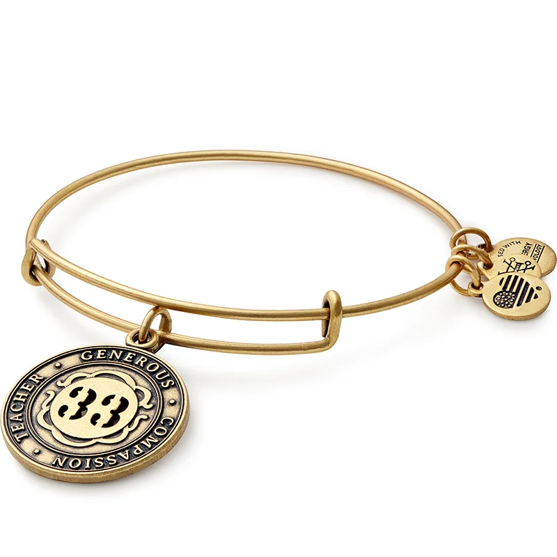 ALEX AND ANI Number 33 Charm Bangle Rafaelian Gold