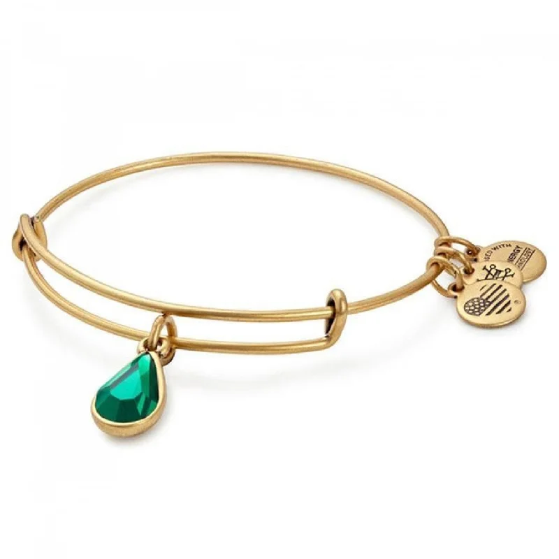 ALEX AND ANI Swarovski Teardrop Emerald Birthstone Charm Bangle, May