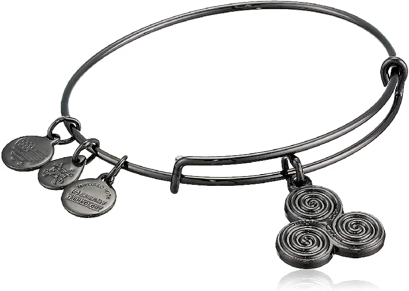 ALEX AND ANI Triskelion Bangle Midnight Silver