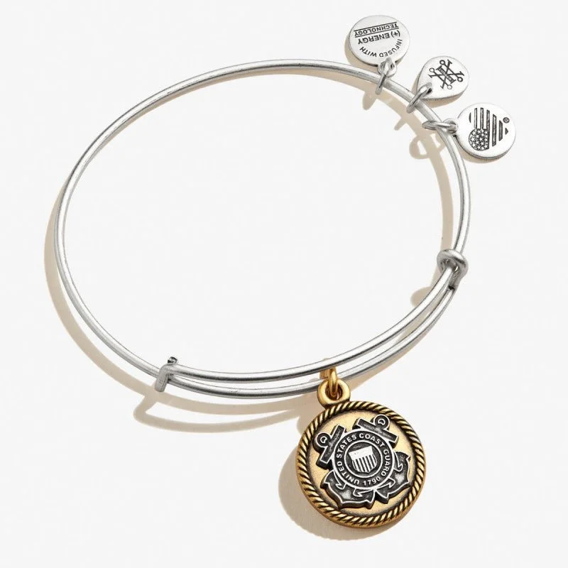 ALEX AND ANI U.S. Coast Goard Charm Bangle Two Tone