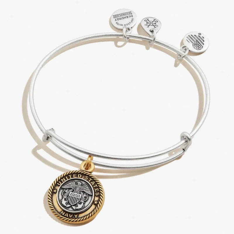 ALEX AND ANI U.S. Navy Charm Bangle Two Tone